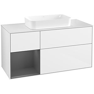 Villeroy and Boch Finion Villeroy and Boch Finion F701GKGF 120x60.3x50.1cm, shelf left anthracite matt, glossy white lacquer