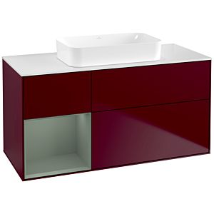 Villeroy et Boch Finion F701GMHB 120x60.3x50.1cm, étagère à gauche Olive Matt Lacquer , Peony Matt