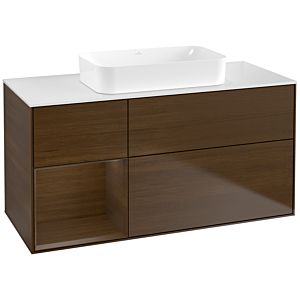 Villeroy und Boch Finion Waschtischunterschrank F701GNGN 120x60,3x50,1cm, Regal links Walnut veneer, Walnut veneer