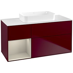 Villeroy und Boch Finion Waschtischunterschrank F701HHHB 120x60,3x50,1cm, Regal links Sand Matt Lacquer, Peony Matt