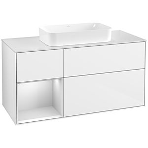 Villeroy et Boch Finion Villeroy et Boch F701MTGF 120x60,3x50,1cm, tablette gauche laqué blanc mat, laqué blanc brillant