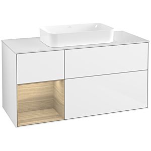 Villeroy et Boch Finion F701PCGF 120x60.3x50.1cm, étagère à gauche Oak Veneer , laqué blanc brillant