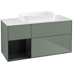 Villeroy and Boch Finion Villeroy and Boch Finion F701PDGM 120x60.3x50.1cm, shelf left black matt lacquer, Olive Matt Lacquer