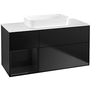 Villeroy et Boch Finion Villeroy et Boch F701PHPD 120x60.3x50.1cm, étagère à gauche Glossy Black Lacquer , laqué noir mat
