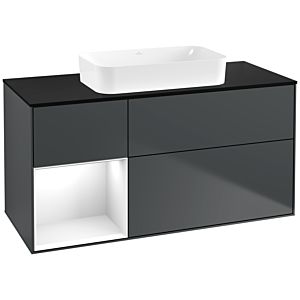 Villeroy und Boch Finion Waschtischunterschrank F702GFHG 120x60,3x50,1cm, Regal links Glossy white lacquer, Midnight Blue Matt Lacquer