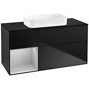 Villeroy und Boch Finion Waschtischunterschrank F702GJPD 120x60,3x50,1cm, Regal links Light grey matt, Black matt lacquer