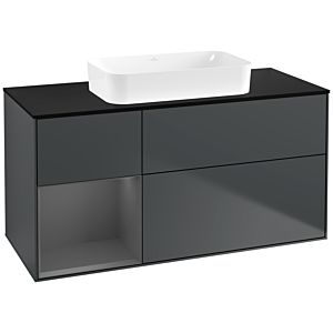 Villeroy et Boch Finion F702GKHG 120x60,3x50,1cm, tablette gauche anthracite mat, Midnight Blue Matt Lacquer