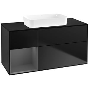 Villeroy et Boch Finion F702GKPD 120x60.3x50.1cm, tablette gauche anthracite mat, laqué noir mat
