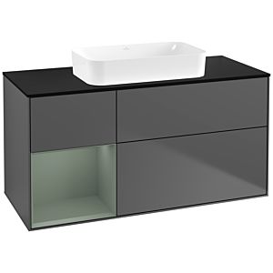 Villeroy et Boch Finion F702GMGK 120x60,3x50,1cm, étagère à gauche Olive Matt Lacquer , anthracite mat