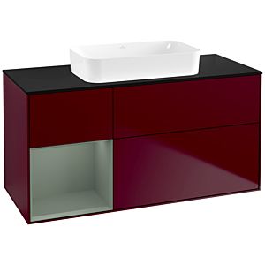 Villeroy und Boch Finion Waschtischunterschrank F702GMHB 120x60,3x50,1cm, Regal links Olive Matt Lacquer, Peony Matt