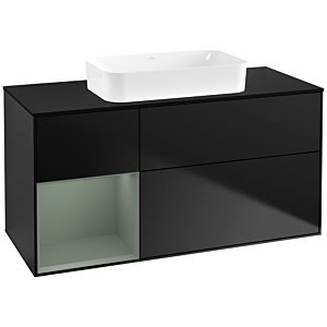Villeroy et Boch Finion Villeroy et Boch F702GMPD 120x60.3x50.1cm, étagère à gauche Olive Matt Lacquer , laqué noir mat