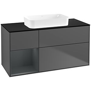 Villeroy und Boch Finion Waschtischunterschrank F702HGGK 120x60,3x50,1cm, Regal links Midnight Blue Matt Lacquer, Anthracite matt
