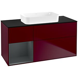 Villeroy und Boch Finion Waschtischunterschrank F702HGHB 120x60,3x50,1cm, Regal links Midnight Blue Matt Lacquer, Peony Matt