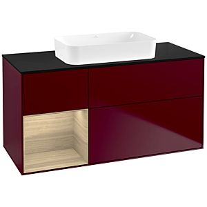 Villeroy und Boch Finion Waschtischunterschrank F702PCHB 120x60,3x50,1cm, Regal links Oak Veneer, Peony Matt