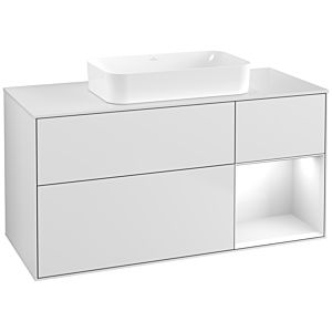 Villeroy und Boch Finion Waschtischunterschrank F711GFMT 120x60,3x50,1cm, Regal rechts Glossy white lacquer, White matt lacquer
