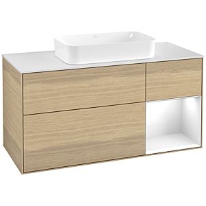 Villeroy et Boch Finion Villeroy et Boch F711GFPC 120x60.3x50.1cm, étagère à droite Laque blanche brillante, Oak Veneer