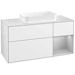Villeroy und Boch Finion Waschtischunterschrank F711GJGF 120x60,3x50,1cm, Regal rechts Light grey matt, Glossy white lacquer
