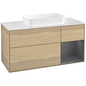 Villeroy et Boch Finion F711GKPC 120x60,3x50,1cm, tablette droite anthracite mat, Oak Veneer