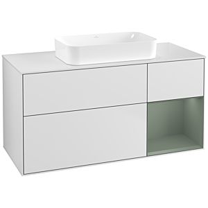 Villeroy et Boch Finion F711GMMT 120x60,3x50,1cm, étagère à droite Olive Matt Lacquer , laqué blanc mat