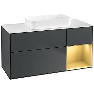Villeroy et Boch Finion F711HFHG 120x60.3x50.1cm, étagère droite or mat, Midnight Blue Matt Lacquer