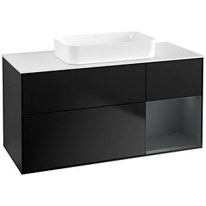 Villeroy und Boch Finion Waschtischunterschrank F711HGPD 120x60,3x50,1cm, Regal rechts Midnight Blue Matt Lacquer, Black matt lacquer