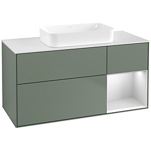 Villeroy et Boch Finion Villeroy et Boch F711MTGM 120x60,3x50,1cm, étagère droite laqué blanc mat, Olive Matt Lacquer