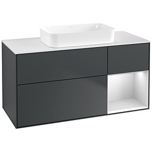Villeroy et Boch Finion Villeroy et Boch F711MTHG 120x60.3x50.1cm, étagère à droite laqué blanc mat, Midnight Blue Matt Lacquer