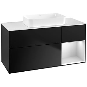 Villeroy et Boch Finion Villeroy et Boch F711MTPD 120x60,3x50,1cm, étagère à droite laqué blanc mat, laqué noir mat