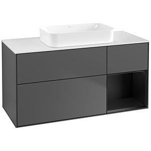 Villeroy und Boch Finion Waschtischunterschrank F711PDGK 120x60,3x50,1cm, Regal rechts Black matt lacquer, Anthracite matt