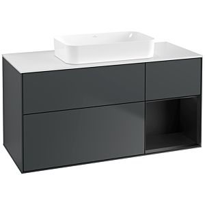Villeroy et Boch Finion Villeroy et Boch F711PDHG 120x60.3x50.1cm, étagère à droite laqué noir mat, Midnight Blue Matt Lacquer