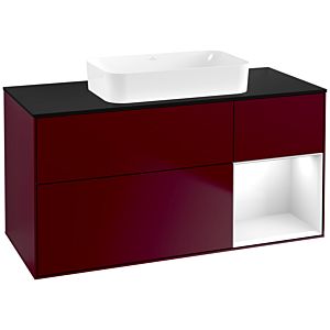 Villeroy und Boch Finion Waschtischunterschrank F712GFHB 120x60,3x50,1cm, Regal rechts Glossy white lacquer, Peony Matt