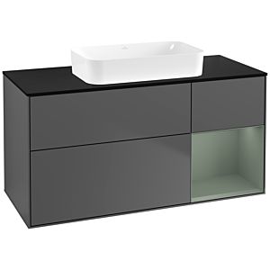 Villeroy und Boch Finion Waschtischunterschrank F712GMGK 120x60,3x50,1cm, Regal rechts Olive Matt Lacquer, Anthracite matt
