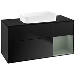 Villeroy et Boch Finion F712GMPD 120x60.3x50.1cm, étagère à droite Olive Matt Lacquer , laqué noir mat