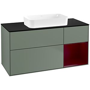 Villeroy und Boch Finion Waschtischunterschrank F712HBGM 120x60,3x50,1cm, Regal rechts Peony, Olive Matt Lacquer