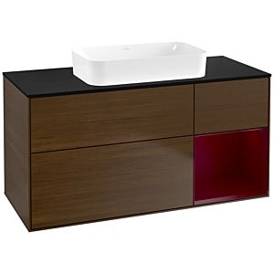 Villeroy und Boch Finion Waschtischunterschrank F712HBGN 120x60,3x50,1cm, Regal rechts Peony, Walnut veneer