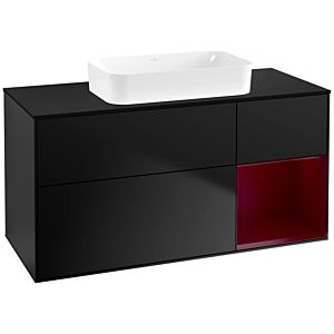 Villeroy und Boch Finion Waschtischunterschrank F712HBPD 120x60,3x50,1cm, Regal rechts Peony, Black matt lacquer