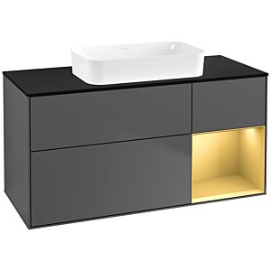 Villeroy und Boch Finion Waschtischunterschrank F712HFGK 120x60,3x50,1cm, Regal rechts Gold matt, Anthracite matt