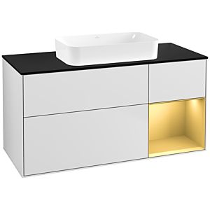 Villeroy et Boch Finion Villeroy et Boch F712HFMT 120x60.3x50.1cm, étagère droite or mat, laqué blanc mat