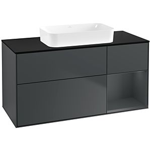 Villeroy und Boch Finion Waschtischunterschrank F712HGHG 120x60,3x50,1cm, Regal rechts Midnight Blue Matt Lacquer, Midnight Blue Matt Lacquer