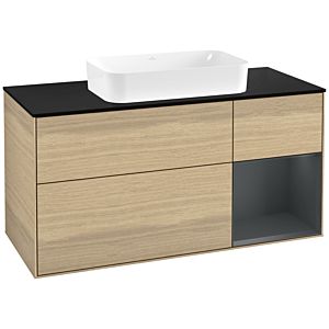 Villeroy und Boch Finion Waschtischunterschrank F712HGPC 120x60,3x50,1cm, Regal rechts Midnight Blue Matt Lacquer, Oak Veneer