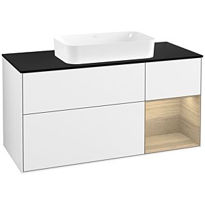 Villeroy und Boch Finion Waschtischunterschrank F712PCGF 120x60,3x50,1cm, Regal rechts Oak Veneer, Glossy white lacquer