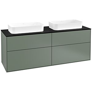 Villeroy und Boch Finion Waschtischunterschrank F72200GM 160x60,3x50,1cm, Glass Black Matt, Olive Matt Lacquer