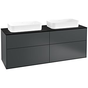 Villeroy und Boch Finion Waschtischunterschrank F72200HG 160x60,3x50,1cm, Glass Black Matt, Midnight Blue Matt Lacquer