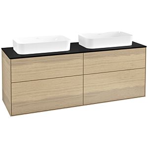Villeroy und Boch Finion Waschtischunterschrank F72200PC 160x60,3x50,1cm, Glass Black Matt, Oak Veneer