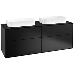 Villeroy und Boch Finion Waschtischunterschrank F72200PD 160x60,3x50,1cm, Glass Black Matt, Black matt lacquer