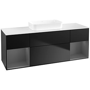 Villeroy und Boch Finion Waschtischunterschrank F741GKPD 160x60,3x50,1cm, Regale Anthracite matt lacquer, Black matt lacquer