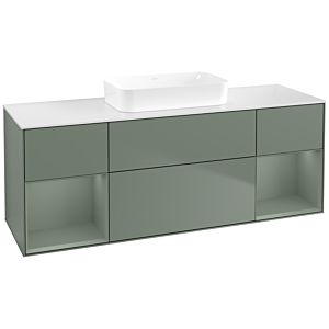 Villeroy et Boch Finion F741GMGM 160x60.3x50.1cm, étagères laqué olive mat, Olive Matt Lacquer