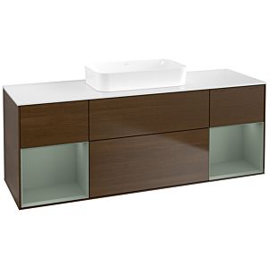 Villeroy und Boch Finion Waschtischunterschrank F741GMGN 160x60,3x50,1cm, Regale Olive matt lacquer, Walnut veneer