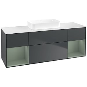 Villeroy und Boch Finion Waschtischunterschrank F741GMHG 160x60,3x50,1cm, Regale Olive matt lacquer, Midnight Blue Matt Lacquer