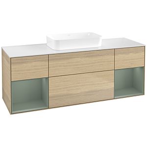 Villeroy und Boch Finion Waschtischunterschrank F741GMPC 160x60,3x50,1cm, Regale Olive matt lacquer, Oak Veneer